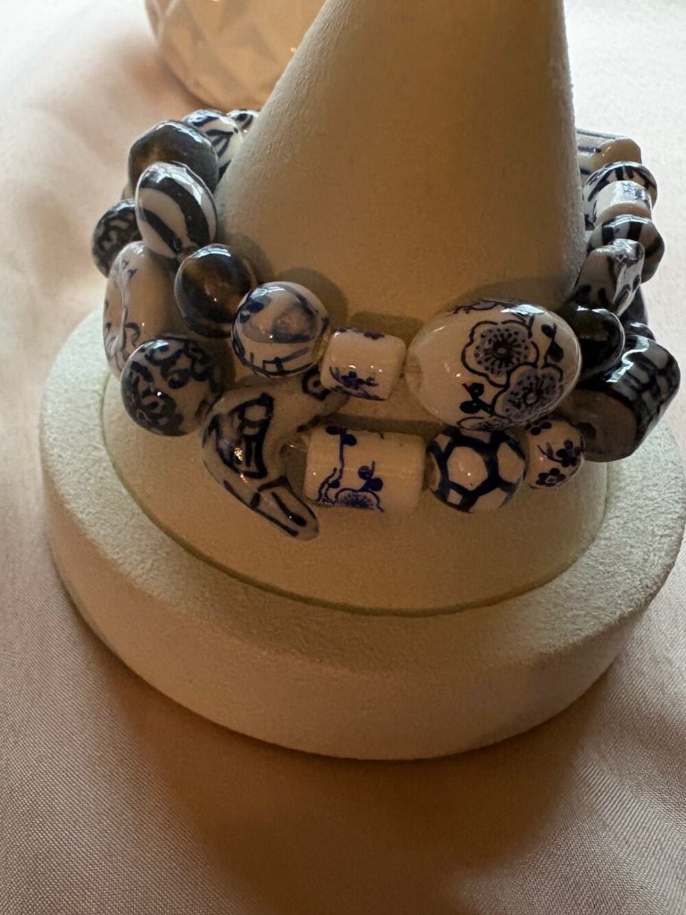 Blue Porcelain Garden Stack - Set of two bracelets